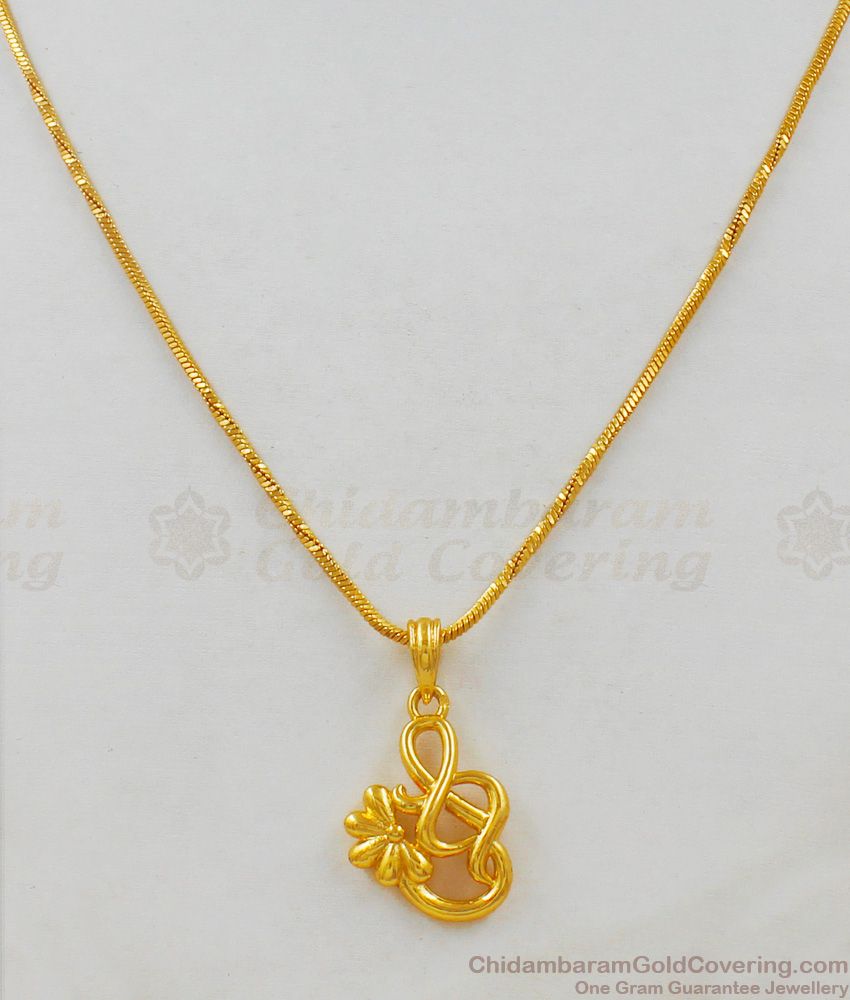 Infinity Flower Model Gold Light Weight Short Pendant Chain For Girls Regular Use SMDR433