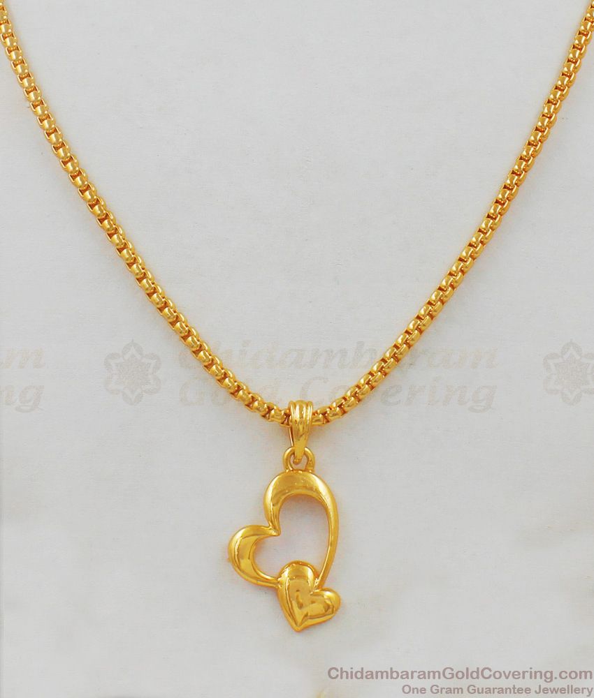 Fascinating Double Heart Pendant Chain Valentine Special Gifts For Lovers SMDR435