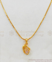 Sparkling Couple Heart CZ Stone Pendant Chain Jewelry Daily Use Collection SMDR445 Sparkling Couple Heart CZ Stone Pendant Chain Jewelry Daily Use Collection SMDR445