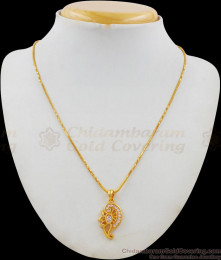 Trendy CZ White Stone Pendant Chain Jewelry Daily Use Collection SMDR447 Trendy CZ White Stone Pendant Chain Jewelry Daily Use Collection SMDR447