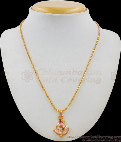 Peacock Impon Stone Pendant Chain 