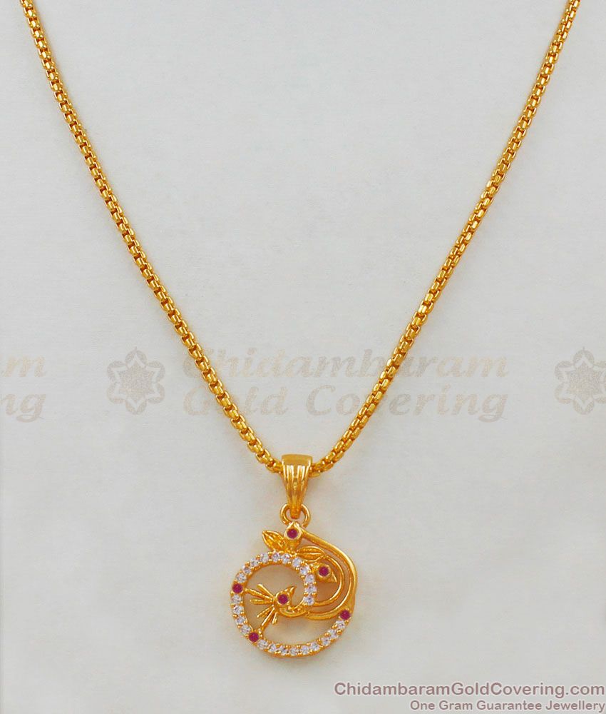 Ruby White Peacock Pendant Chain Jewelry Daily Use Collection SMDR453