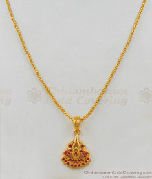 CZ Ruby Stone Peacock Pendant Chain Jewelry Daily Use Collection SMDR457 CZ Ruby Stone Peacock Pendant Chain Jewelry Daily Use Collection SMDR457