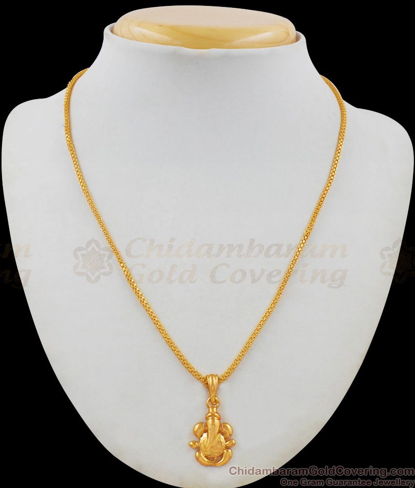 Lord Vinayagar Design Gold Pendant Short Chain New Arrival SMDR459