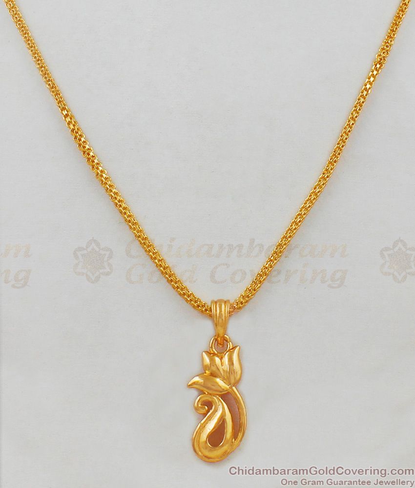 Beautiful Swan Design Gold Tone Pendant Chain With AD Ruby Stone SMDR460 Beautiful Swan Design Gold Tone Pendant Chain With AD Ruby Stone SMDR460