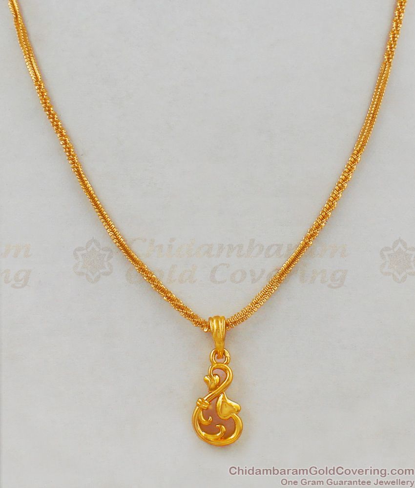 Attractive Swan Design Gold Tone Pendant Chain With AD Ruby Stone SMDR461 Attractive Swan Design Gold Tone Pendant Chain With AD Ruby Stone SMDR461