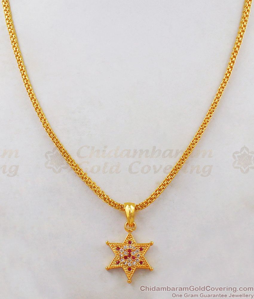 Star Design Gold Chain With Pendent One Gram Jewelry Collections SMDR464 Star Design Gold Chain With Pendent One Gram Jewelry Collections SMDR464