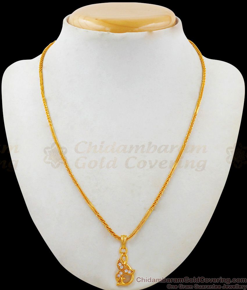 Simple AD Stone Gold Chain With Pendant Jewelry Collections SMDR469