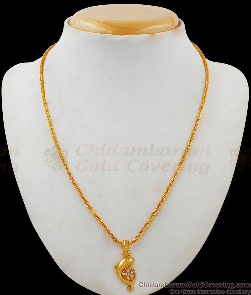 Attractive Dolphin Gold Chain With Pendant  Jewelry Collections SMDR470