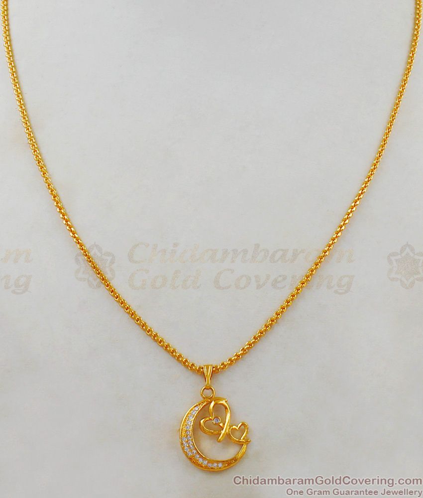 Beautiful Moon Gold Chain With Pendant Jewelry Collections For Daily Wear SMDR472