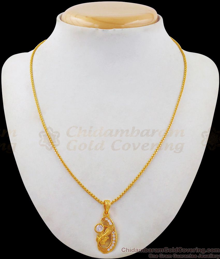 Sparkling Diamond Pendant Short Gold Chain Collections For Girls SMDR477