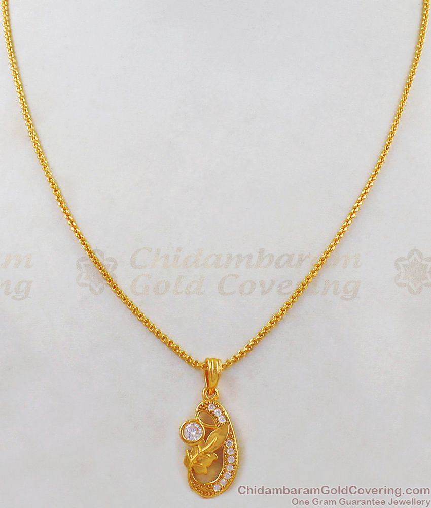 Sparkling Diamond Pendant Short Gold Chain Collections For Girls SMDR477