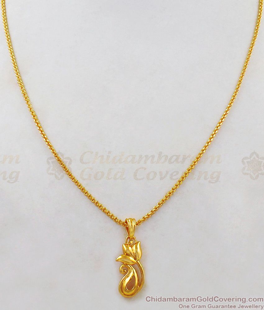 Gold Finish Peacock Design Pendant Short Chain For Office College Use SMDR481