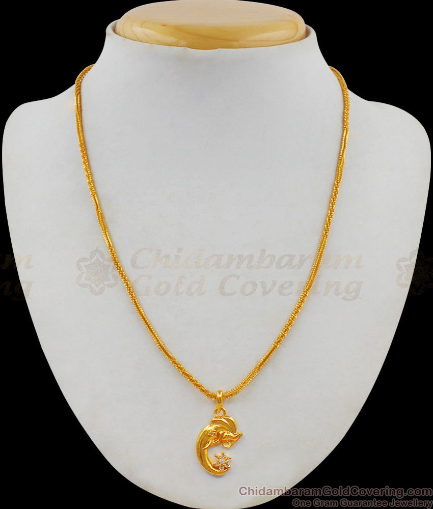 Elephant Design Pendant  With Chain Short Chain Collections By Chidambaram Gold Covering SMDR483