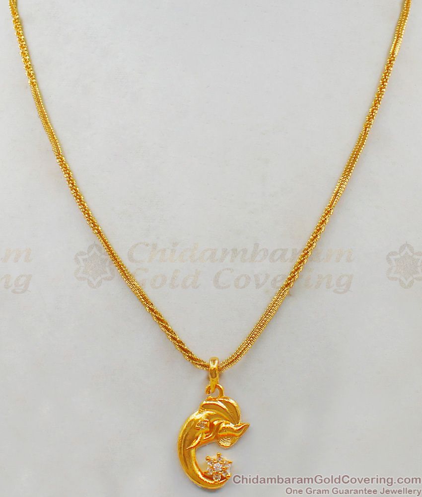 Elephant Design Pendant  With Chain Short Chain Collections By Chidambaram Gold Covering SMDR483