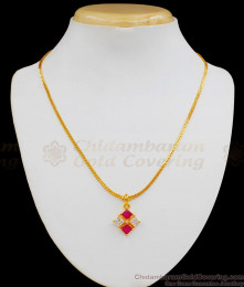 AD Pink And White Stone Pendant Chain Model Short Chain For Ladies SMDR484 AD Pink And White Stone Pendant Chain Model Short Chain For Ladies SMDR484
