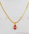AD Pink And White Stone Pendant Chain Model Short Chain For Ladies SMDR484