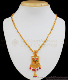 Premium Kemp Stone Pendant Chain Gold Plated Short Chain Collections For Ladies SMDR489