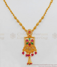 Premium Kemp Stone Pendant Chain Gold Plated Short Chain Collections For Ladies SMDR489 Premium Kemp Stone Pendant Chain Gold Plated Short Chain Collections For Ladies SMDR489