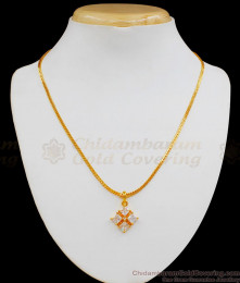 AD White Stone Pendant Chain Model Short Chain For Ladies SMDR495 AD White Stone Pendant Chain Model Short Chain For Ladies SMDR495