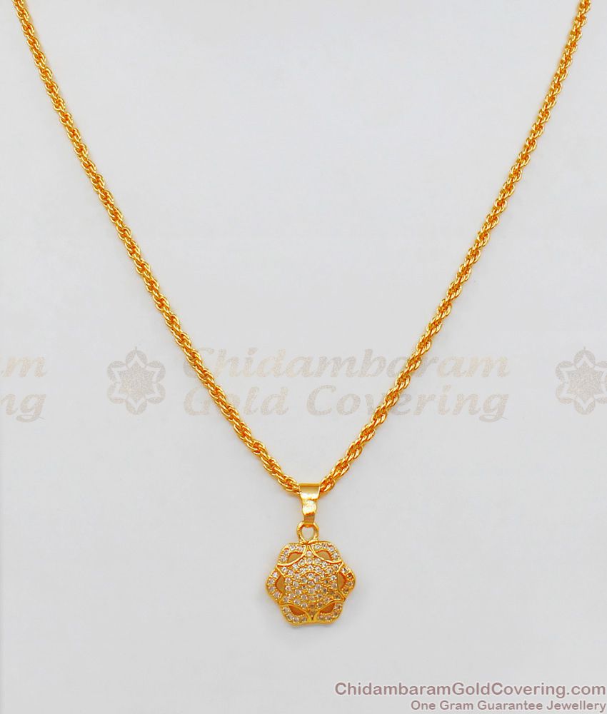 Diamond Pendant With Short Chain Gold Plated Collections SMDR505