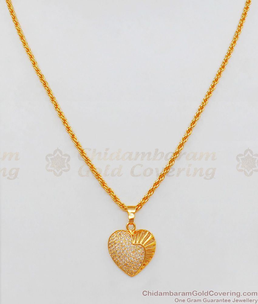 Heart Diamond Pendant With Short Chain Gold Plated Collections SMDR506