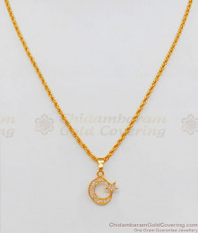 Crescent Diamond Pendant With Short Chain Gold Plated Collections SMDR507 Crescent Diamond Pendant With Short Chain Gold Plated Collections SMDR507