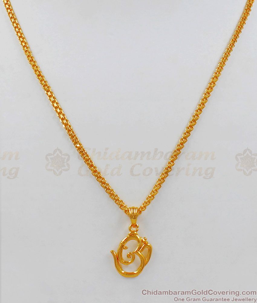 Om Pendant Gold Short Chain Collections By Chidambaram Gold Covering SMDR520