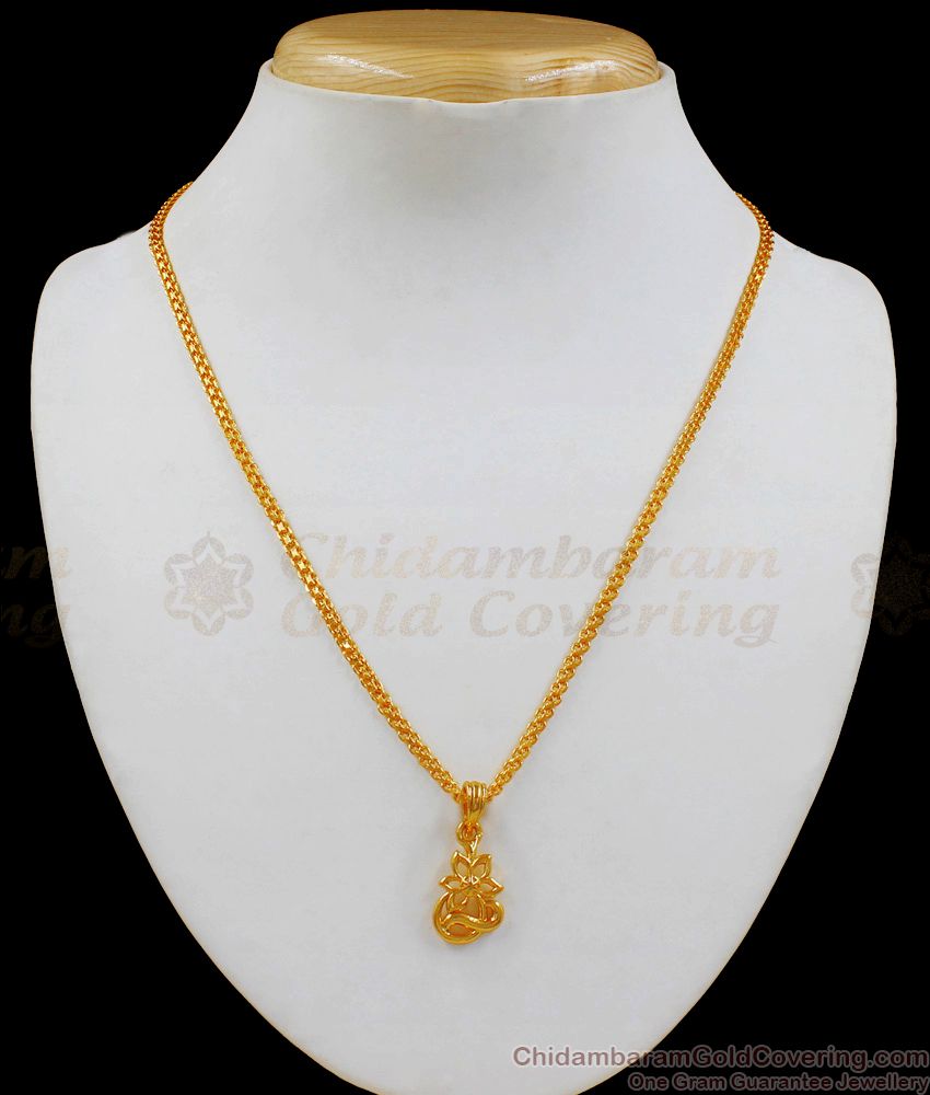 Flower Design Gold Pendant Chain Short Chain Collections Daily Wear SMDR524