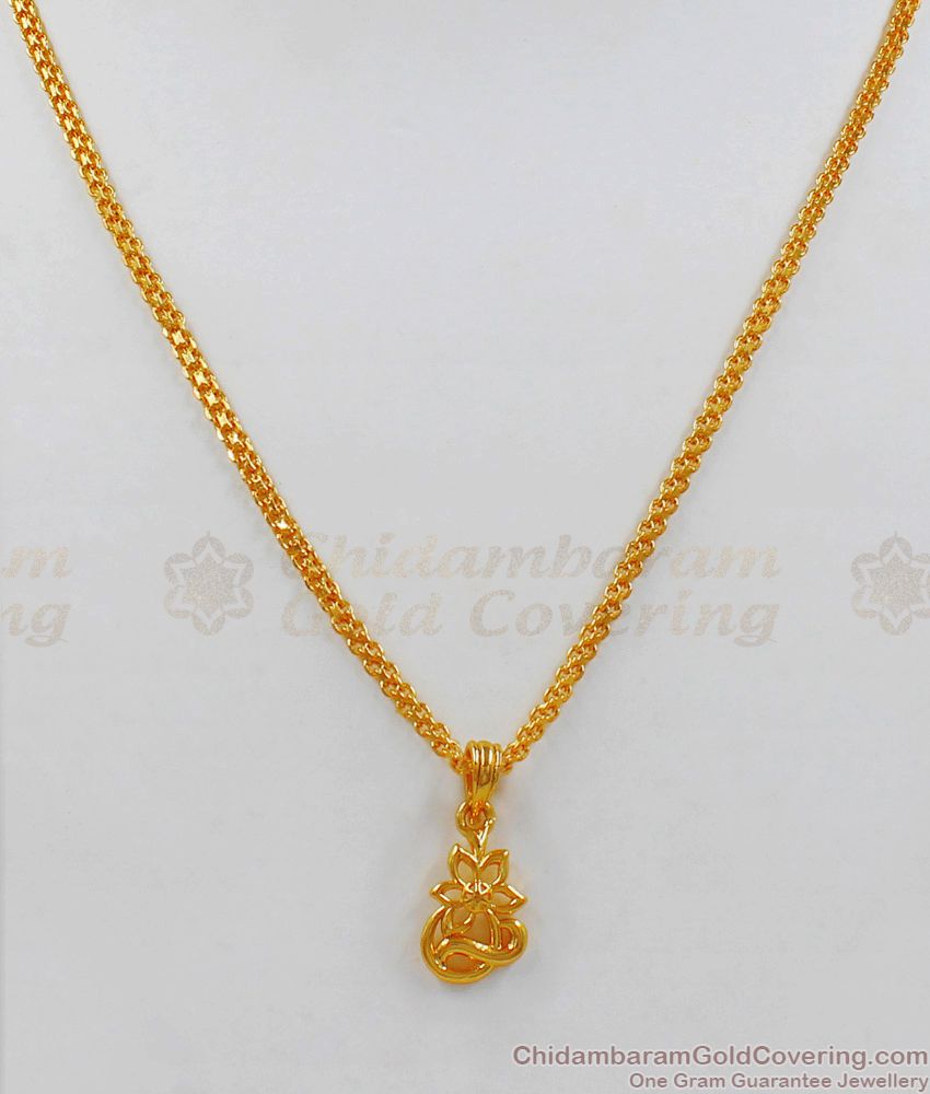 Flower Design Gold Pendant Chain Short Chain Collections Daily Wear SMDR524