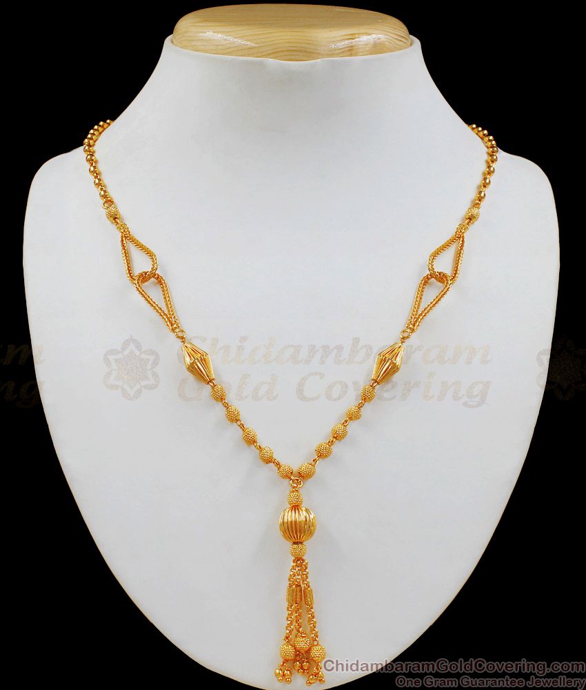 One Gram Gold Pendant With Chain Gold Plated Short Chain Collections SMDR533
