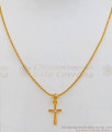 Christian Religious Cross Gold Pendant Chain Short Chain Collections Daily Wear SMDR538