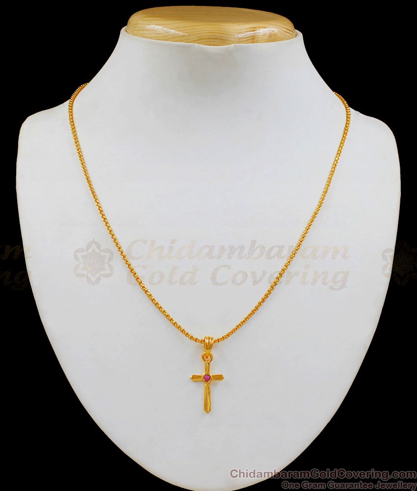 Traditional Christian Religious Cross Gold Pendant Chain Short Chain Collections SMDR539