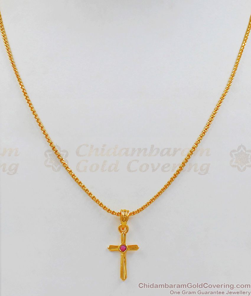 Traditional Christian Religious Cross Gold Pendant Chain Short Chain Collections SMDR539