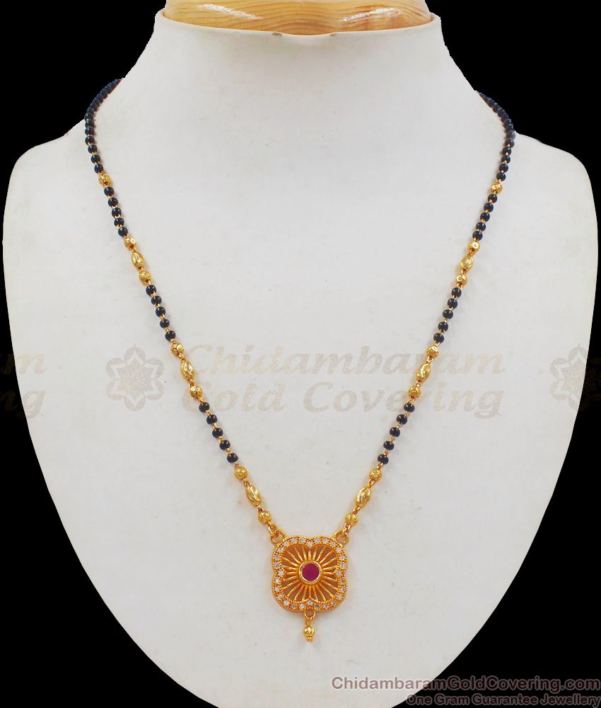Mangalsutra Type Black and Gold Beads Pendant Chain for Daily Use SMDR573