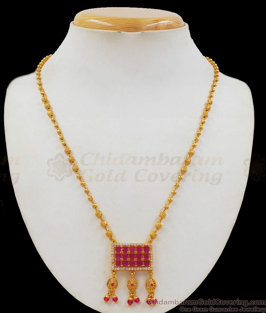 Ruby Pendant Short Chain Gold Collections Imitation Jewelry SMDR576