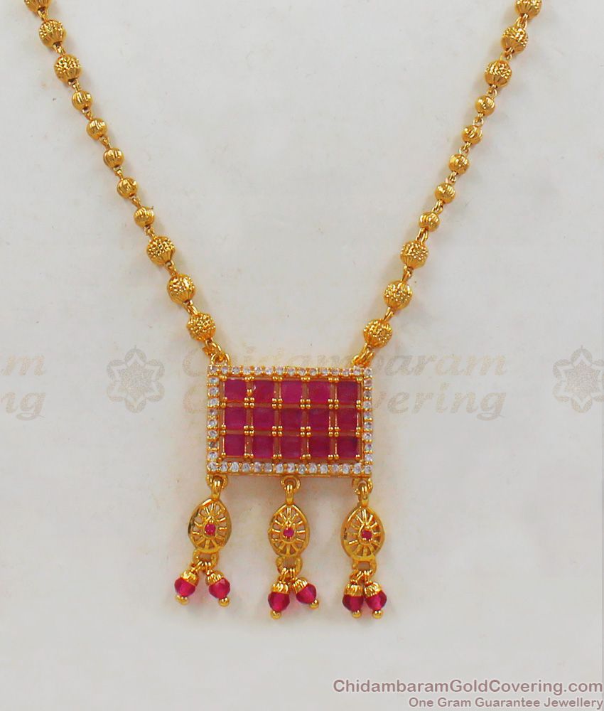 Ruby Pendant Short Chain Gold Collections Imitation Jewelry SMDR576