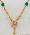 Full White Pendant Emerald Side Stones Short Chain Collections SMDR577