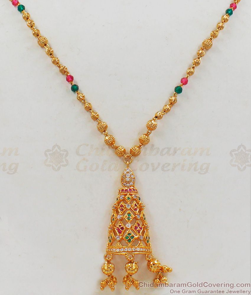 Trendy Mangalsutra Type Gold Beads Pendant Chain for Daily Use SMDR579