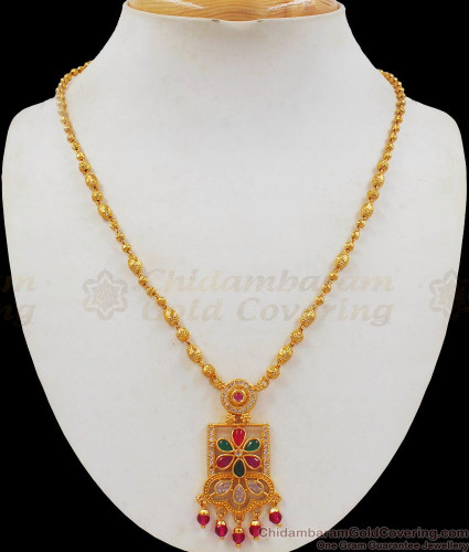 Long Gold Necklace & Short Chain Combo Set | South Screw Earrings |  Dazzling Color Life NL25917