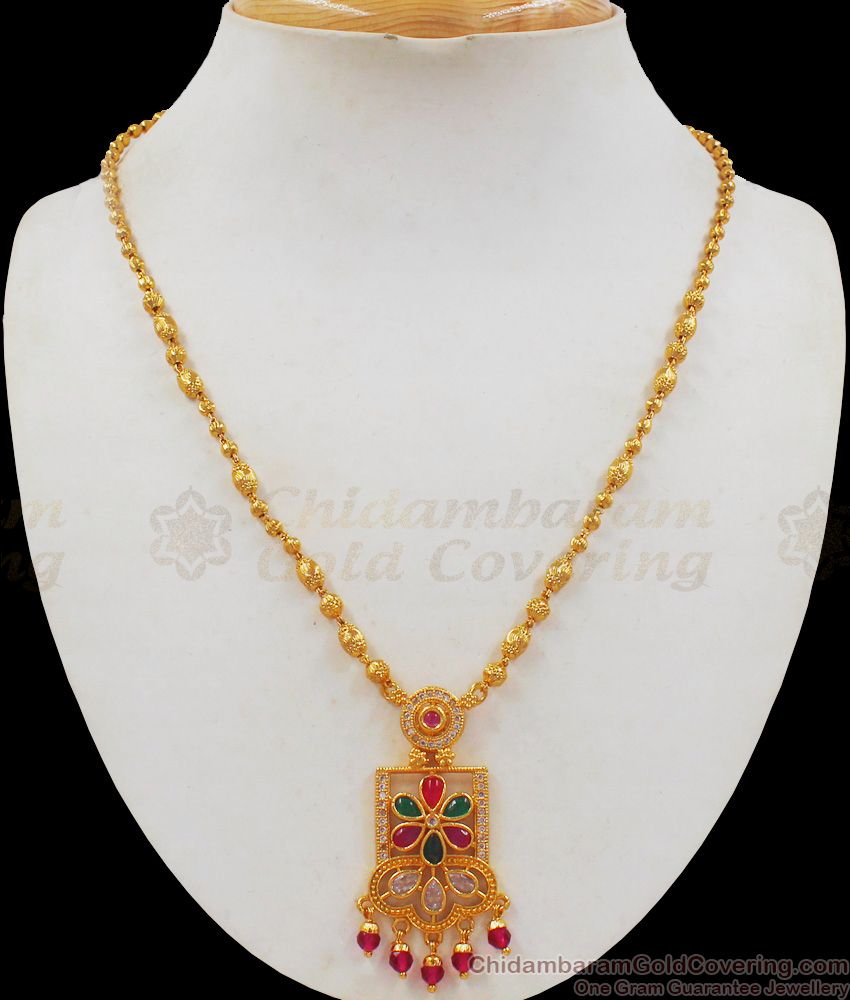 Latest Fast Moving Gold Pendant Design Short Chain Collection SMDR583