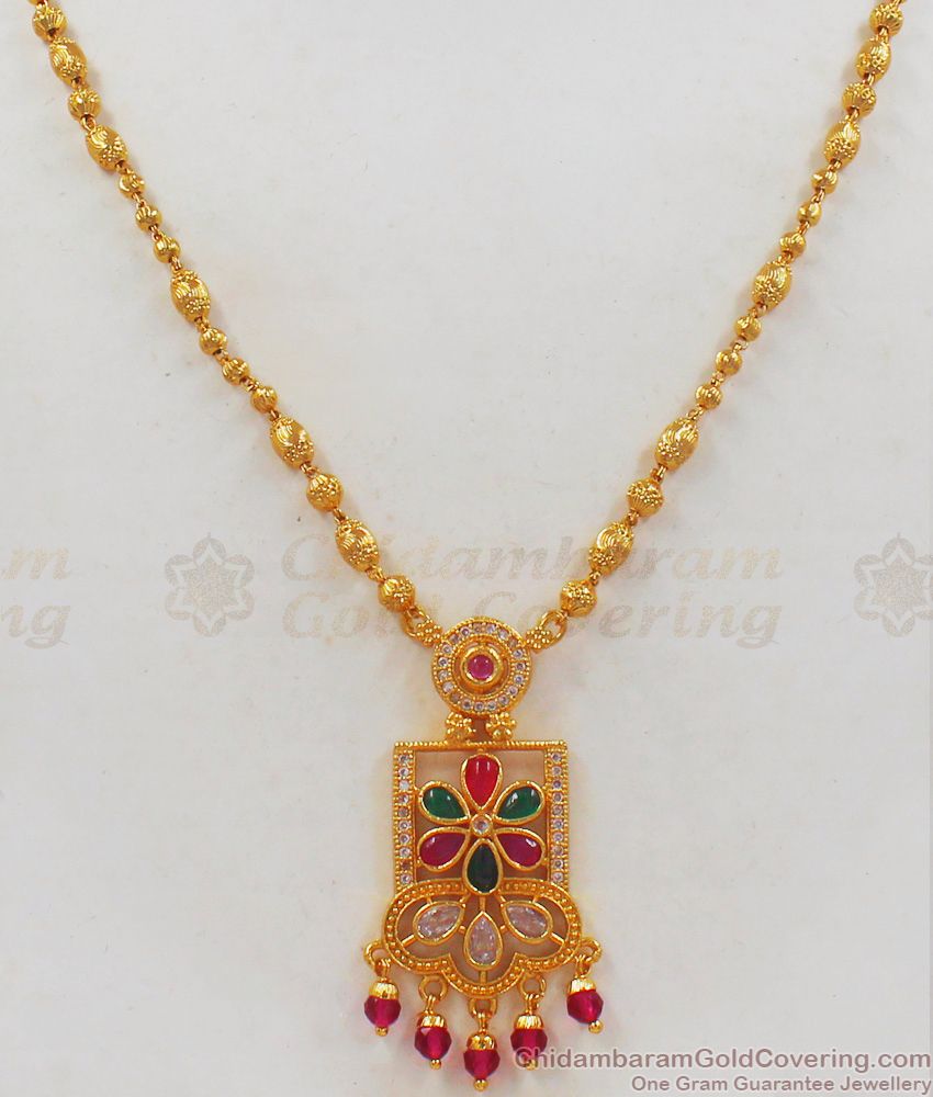 Latest Fast Moving Gold Pendant Design Short Chain Collection SMDR583