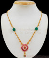 Ruby White Pendant Emerald Side Stones Short Chain Collections SMDR587