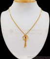 Single AD Pink Stone Short Gold Pendant Chain SMDR590