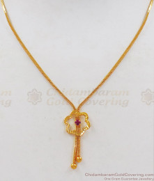 Single AD Pink Stone Short Gold Pendant Chain SMDR590 Single AD Pink Stone Short Gold Pendant Chain SMDR590