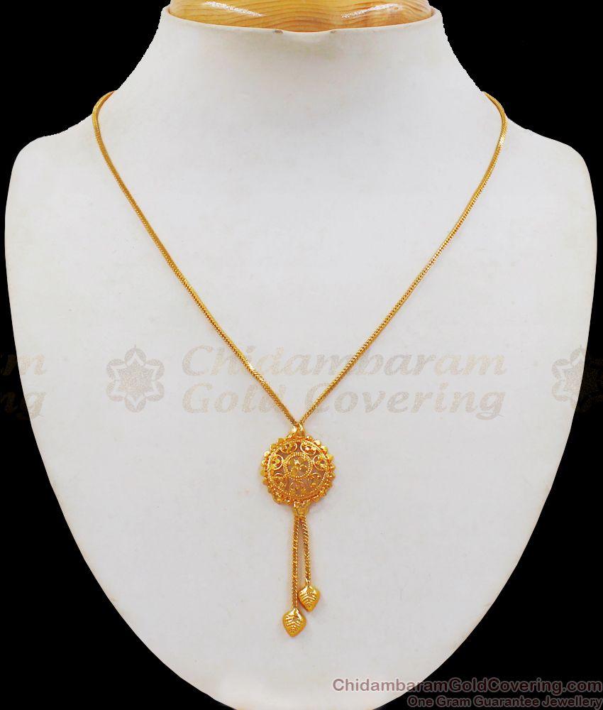 Daily Wear 1 Gram Gold Pendant With Short Chain SMDR591
