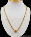 Ruby White AD Stone Single Ball Model Gold Pendant Chain SMDR594