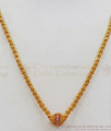 Ruby White AD Stone Single Ball Model Gold Pendant Chain SMDR594