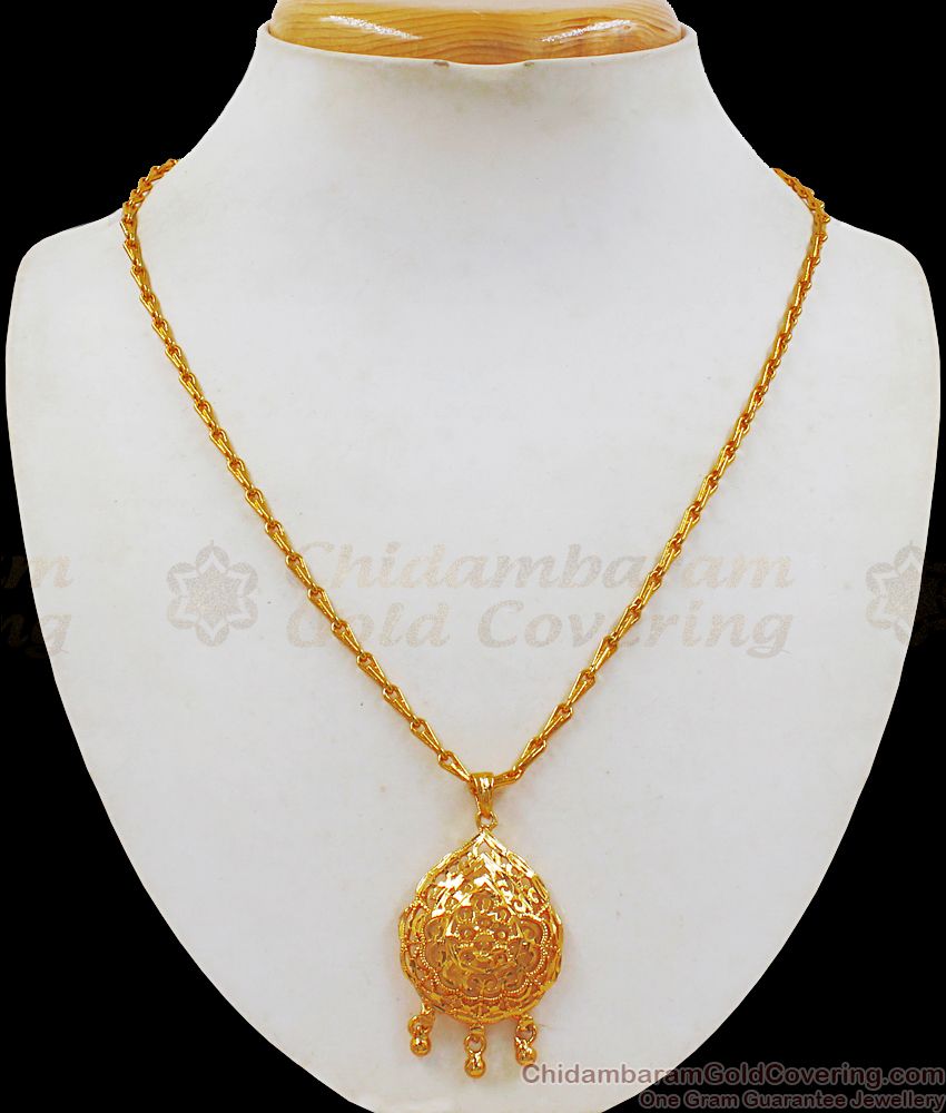 Classic Real Gold Dollar Pendant Short Chain For Daily Use SMDR599