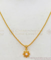 Flower Design AD White Stone Gold Pendant Chain Model Short Chain For Ladies SMDR618